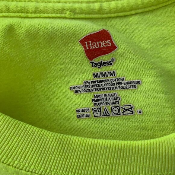 Hawaii Tribal Stingray Crewneck T Shirt M Neon Yellow Short Sleeve Double Sided - Picture 7 of 7